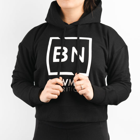 BLACK CROPPED HOODIE