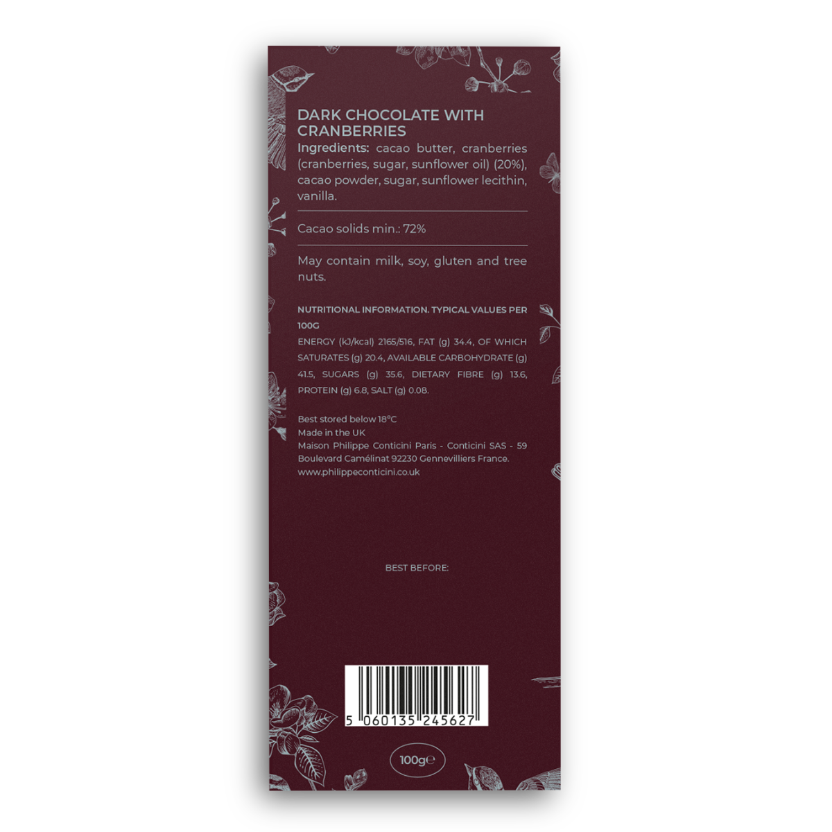 Chocolat Noir Cranberry 72%
