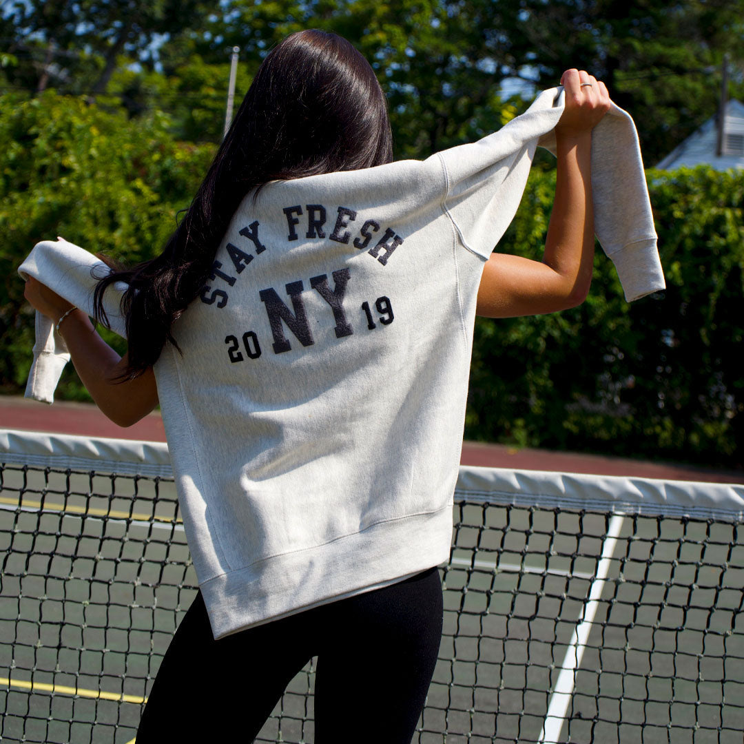 Flocked STAY FRESH NY Crew Neck Sweatshirt