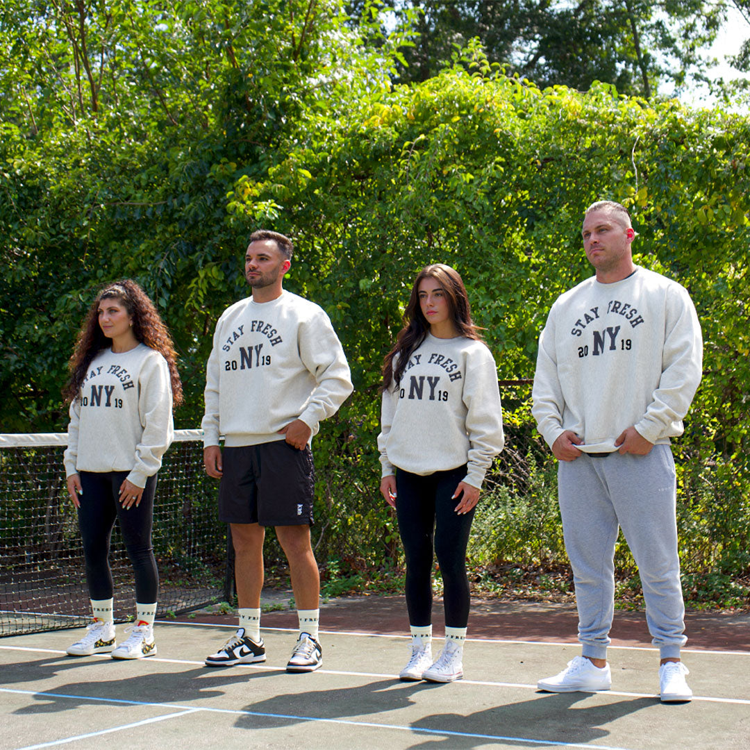 Flocked STAY FRESH NY Crew Neck Sweatshirt