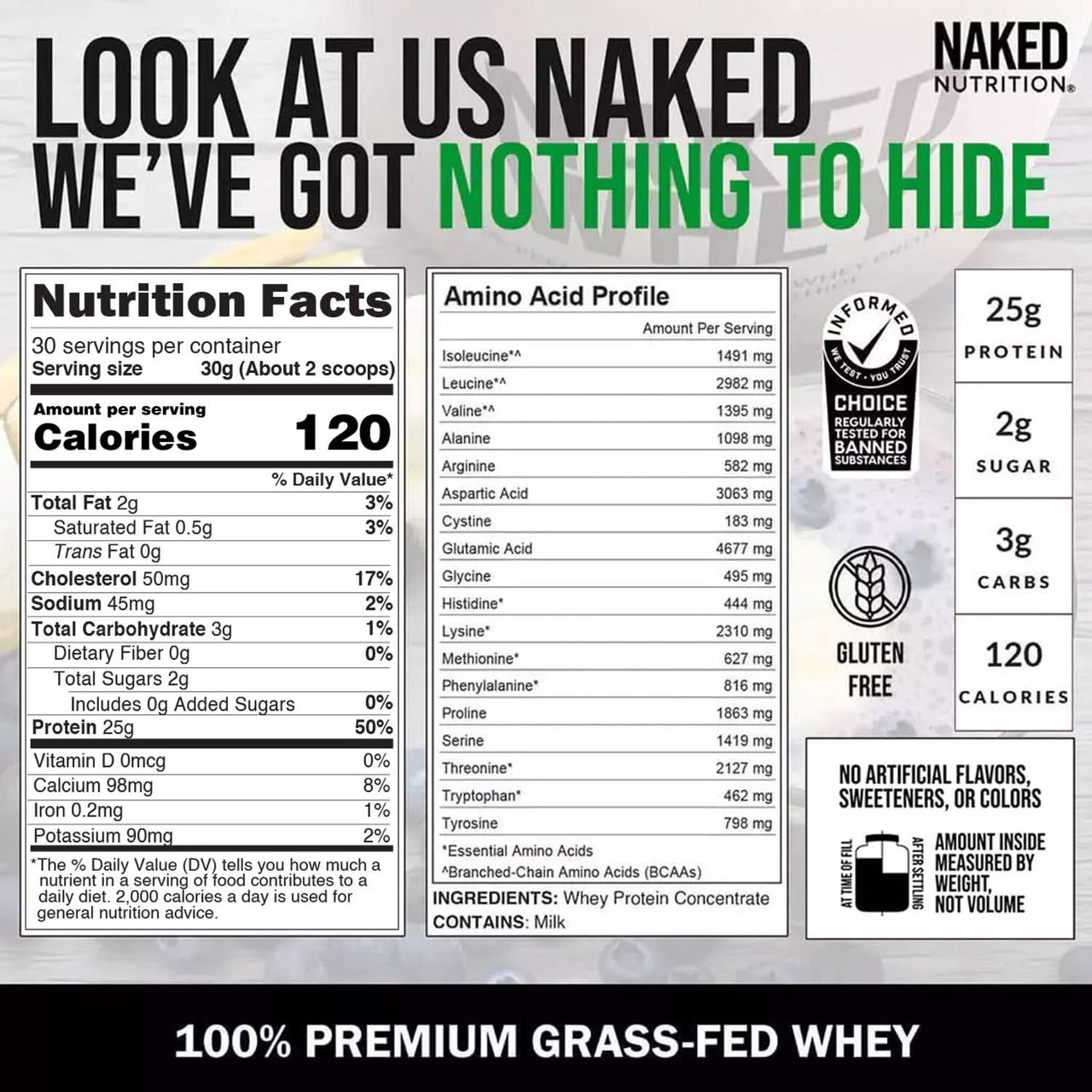 Grass Fed Whey Protein Powder | Naked Whey - 2LB