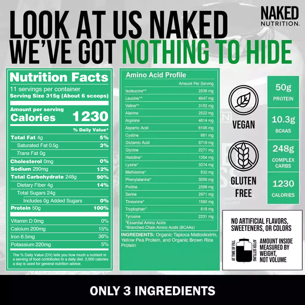 Vegan Weight Gainer Supplement | Naked Vegan Mass - 8LB