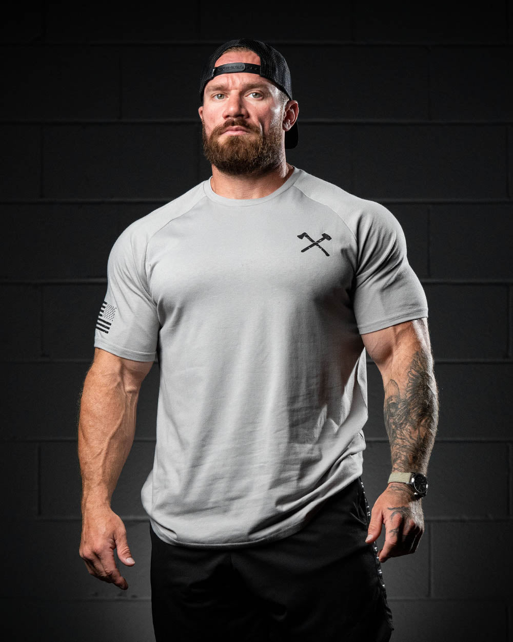 Black on Gray Simple Raglan Tee