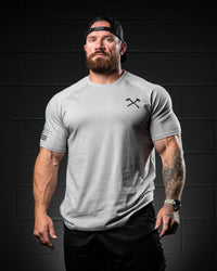 Black on Gray Simple Raglan Tee
