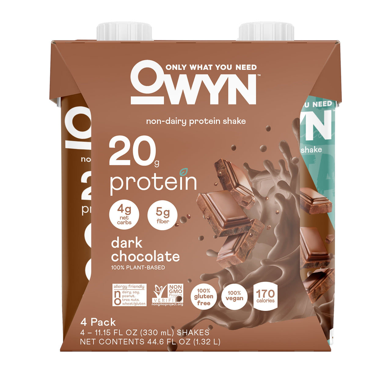 OWYN Protein Shake, Dark Chocolate, 4 Ct, 32g