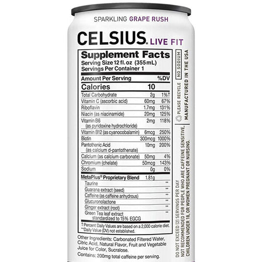 Celsius Essential Energy Drink, Sparkling Grape Rush, 12 Fl Oz
