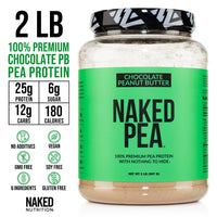 Chocolate Peanut Butter Pea Protein Powder | Naked Pea - 2LB