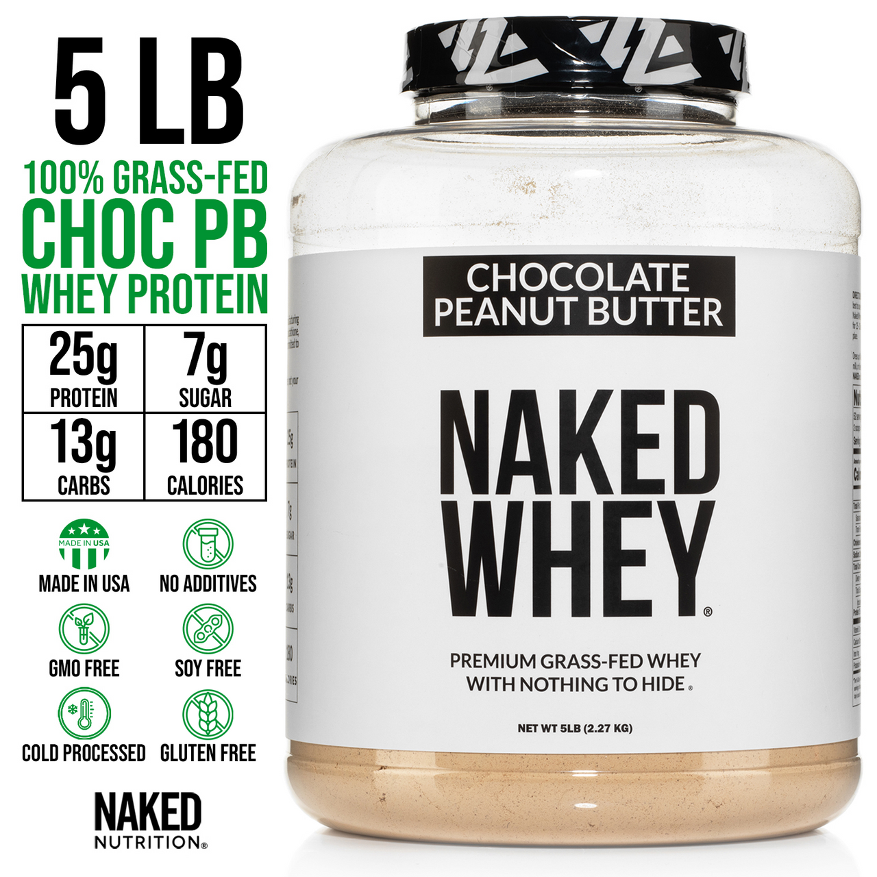 Chocolate Peanut Butter Whey Protein Powder | Naked Whey - 5LB