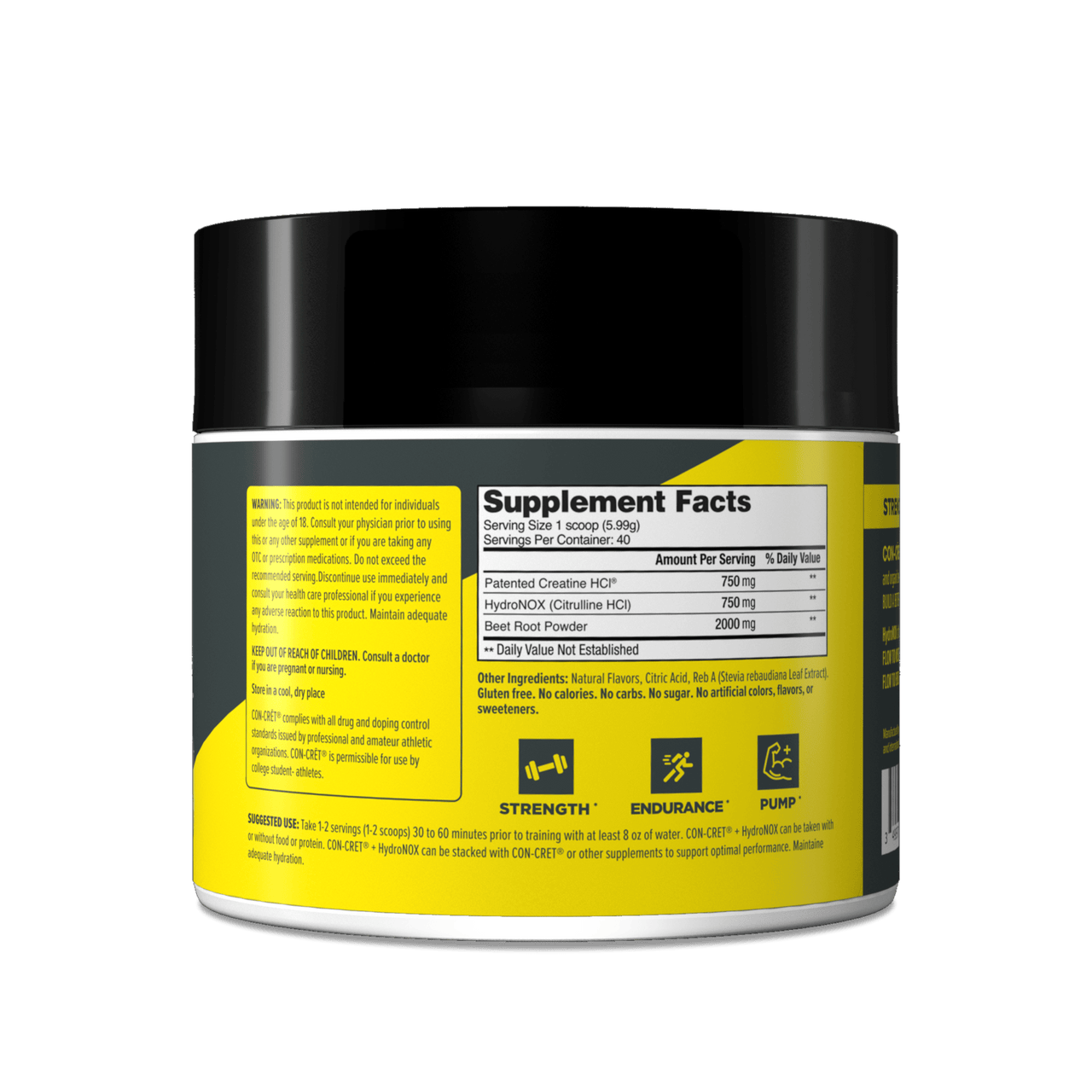 CON-CRĒT®+ NITRIC OXIDE with Patented Creatine HCl & Organic Beet Root Extract