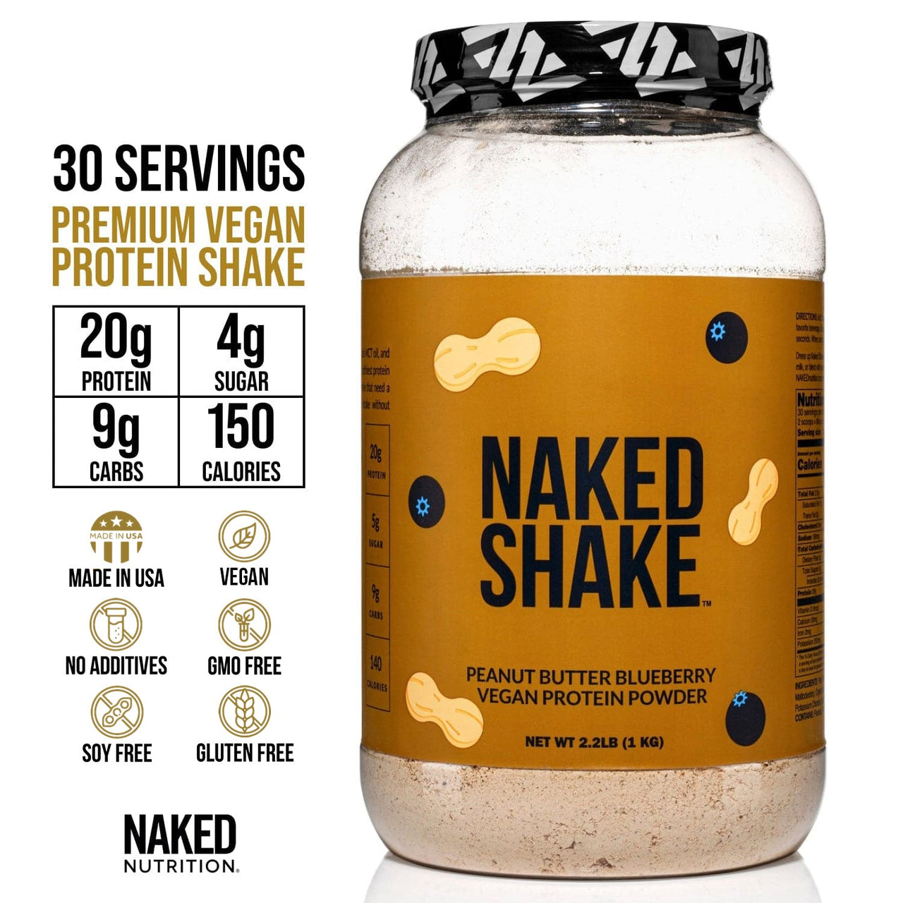 PB Blueberry Vegan Protein | Naked Shake - 30 Servings