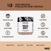 Chocolate Whey Protein Powder 1lb | Naked Chocolate Whey - 1LB