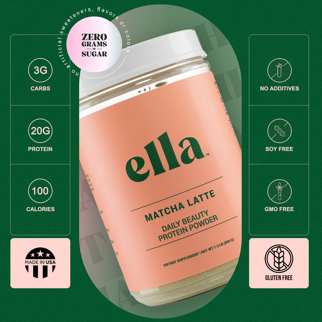 Matcha Latte Collagen Peptides | Beauty Protein Powder