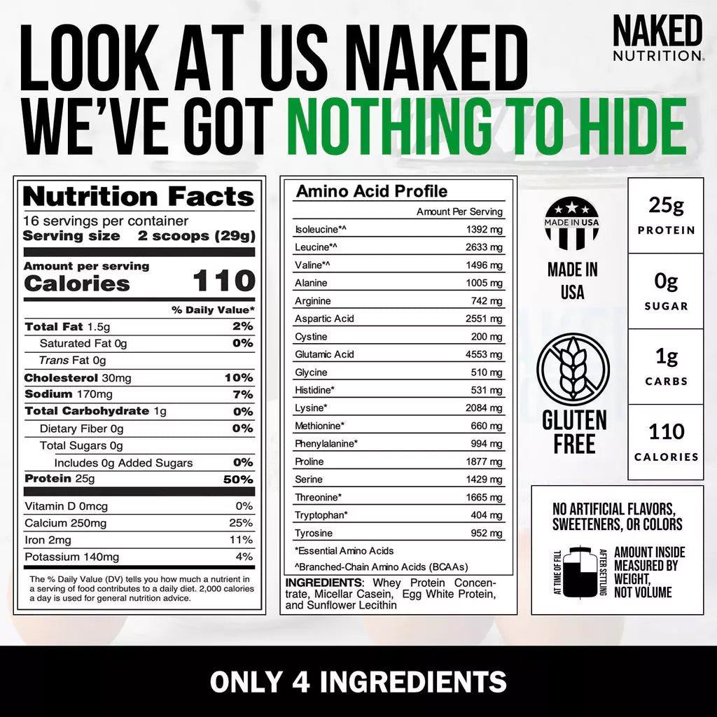 Protein Powder Blend - 1LB Egg, Whey & Casein Protein Blend | Naked Protein - 1lb