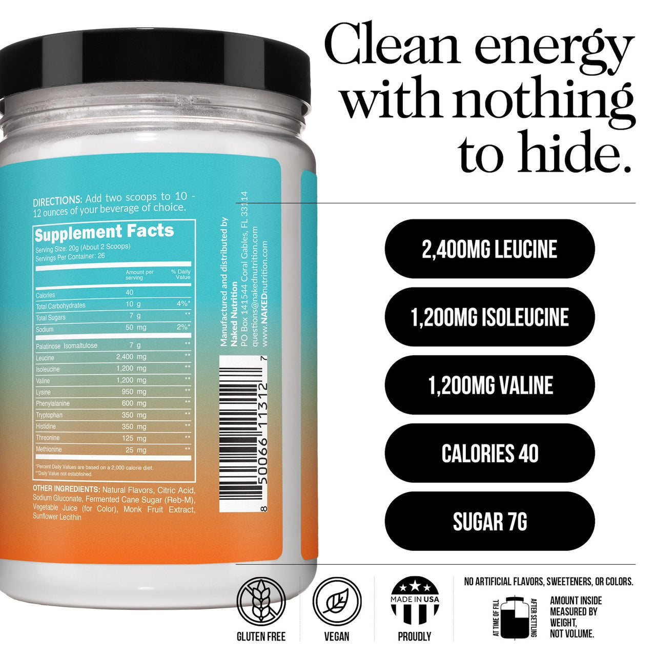 Mango Essential Amino Acids Supplement | Naked EAAs - 26 Servings