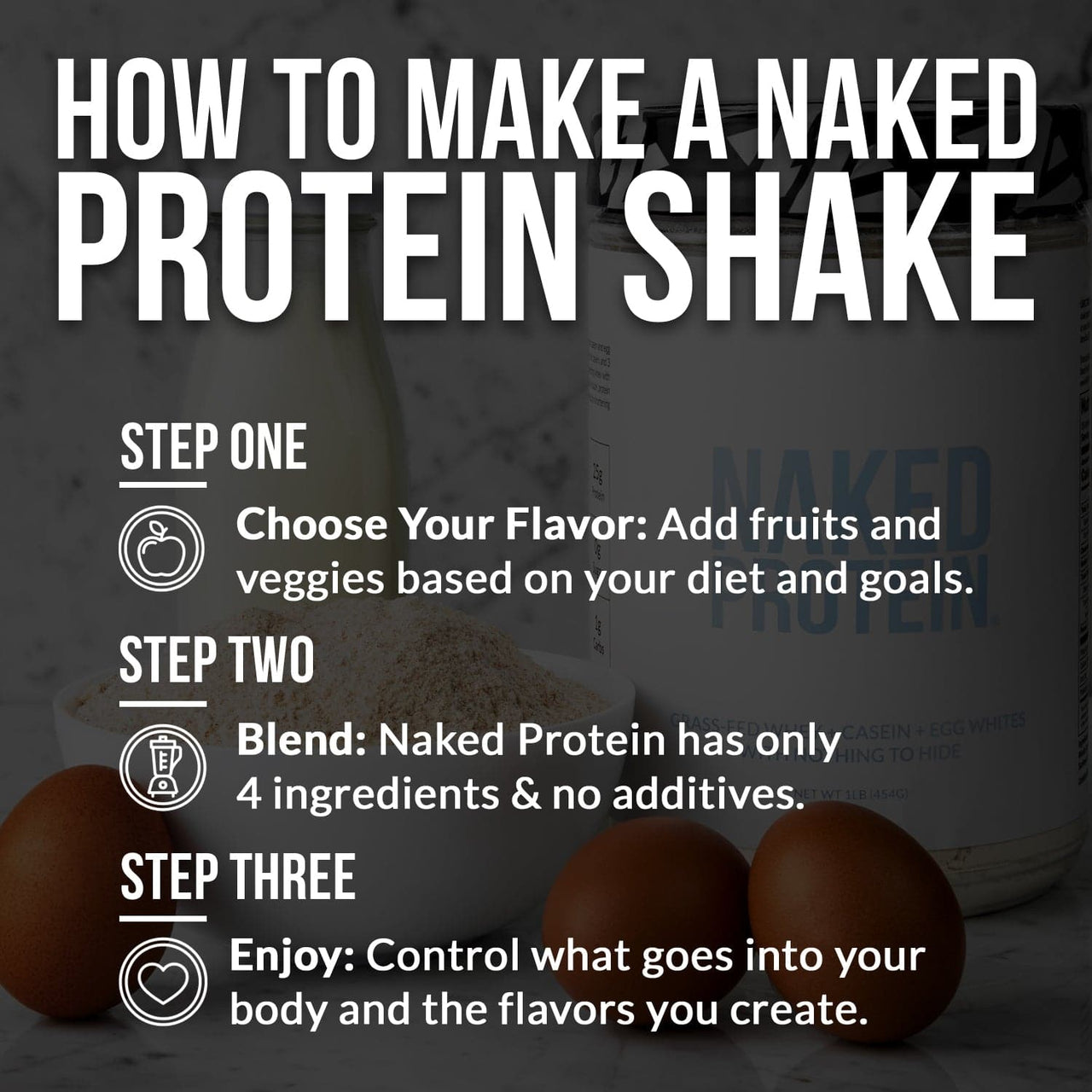 Protein Powder Blend - 1LB Egg, Whey & Casein Protein Blend | Naked Protein - 1lb