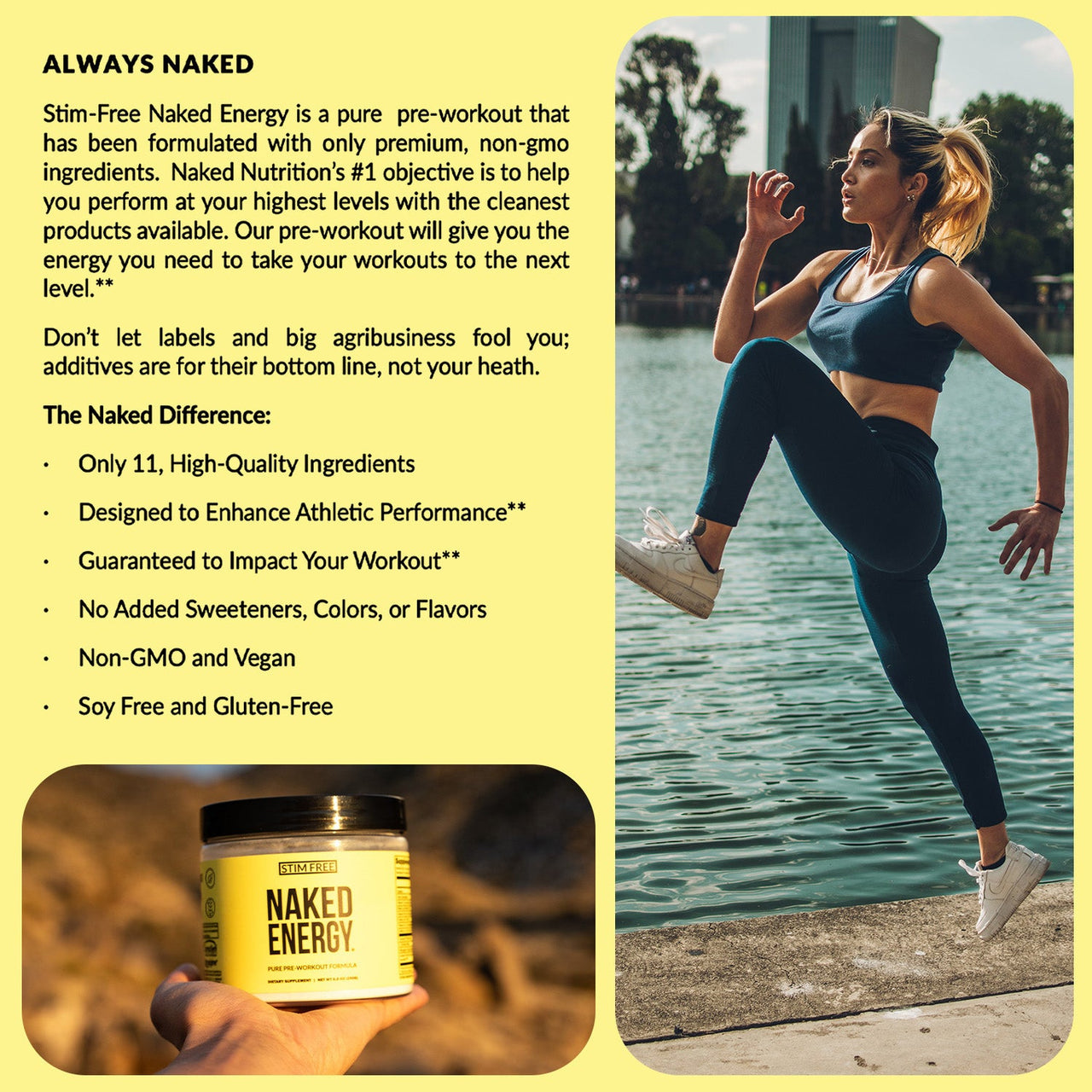 Stim Free Pre Workout | Stim Free Naked Energy - 50 Servings