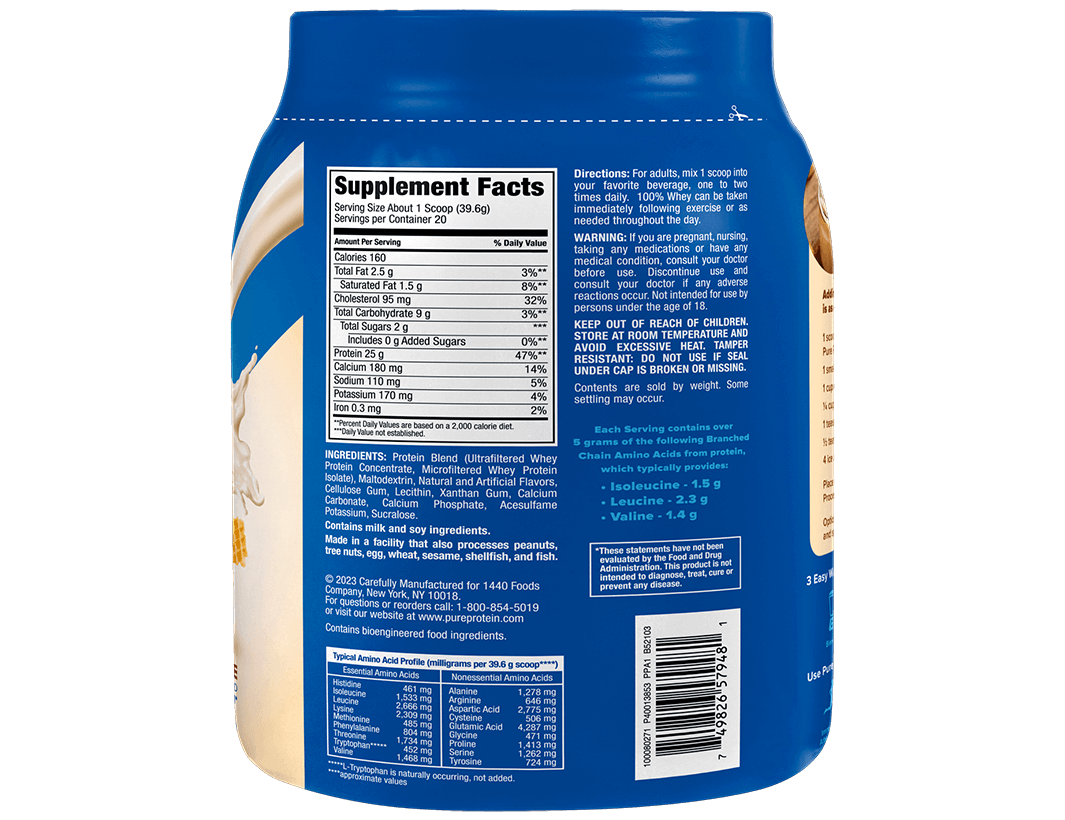 Vanilla Milkshake 100% Whey Protein Powder -  (1.75 lb. Canister)