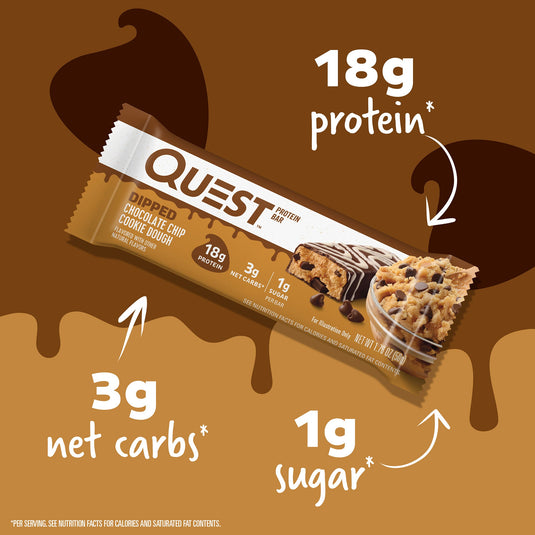 Dipped Chocolate Chip Cookie Dough Protein Bar