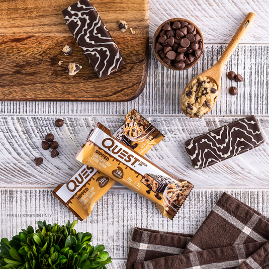 Dipped Chocolate Chip Cookie Dough Protein Bar