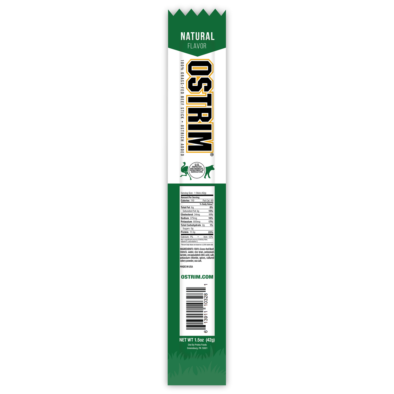 Natural Grass-Fed Beef & Ostrich, 10 Sticks