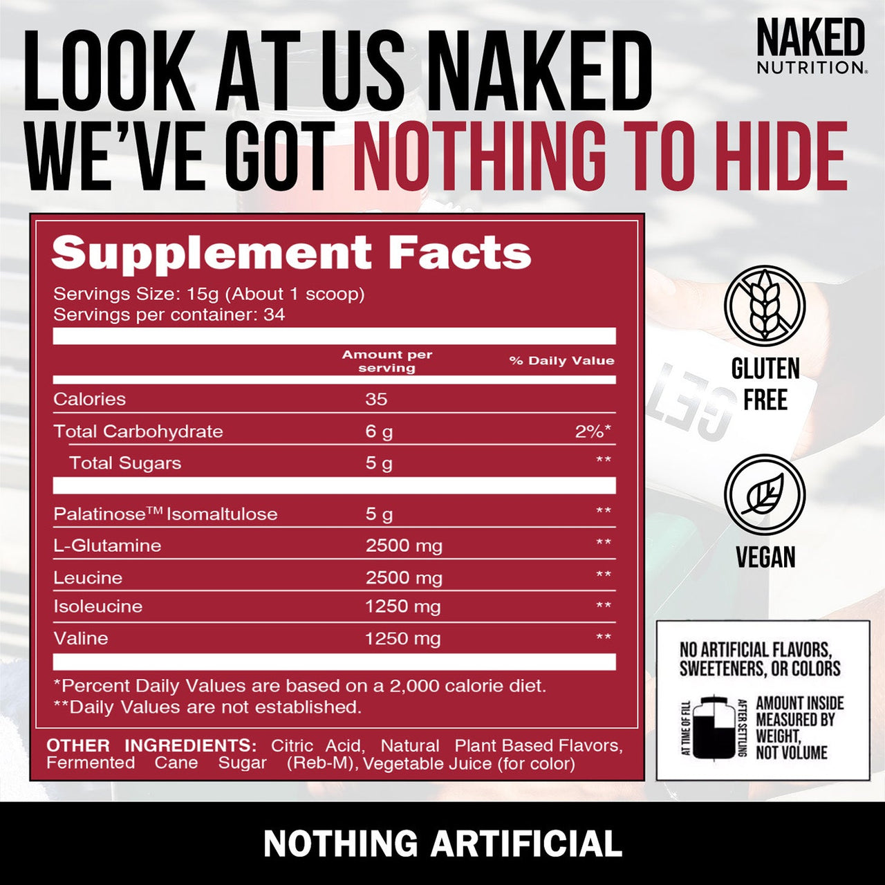 Strawberry Lemonade Branched Chain Amino Acids | Naked BCAAs - 34 Servings