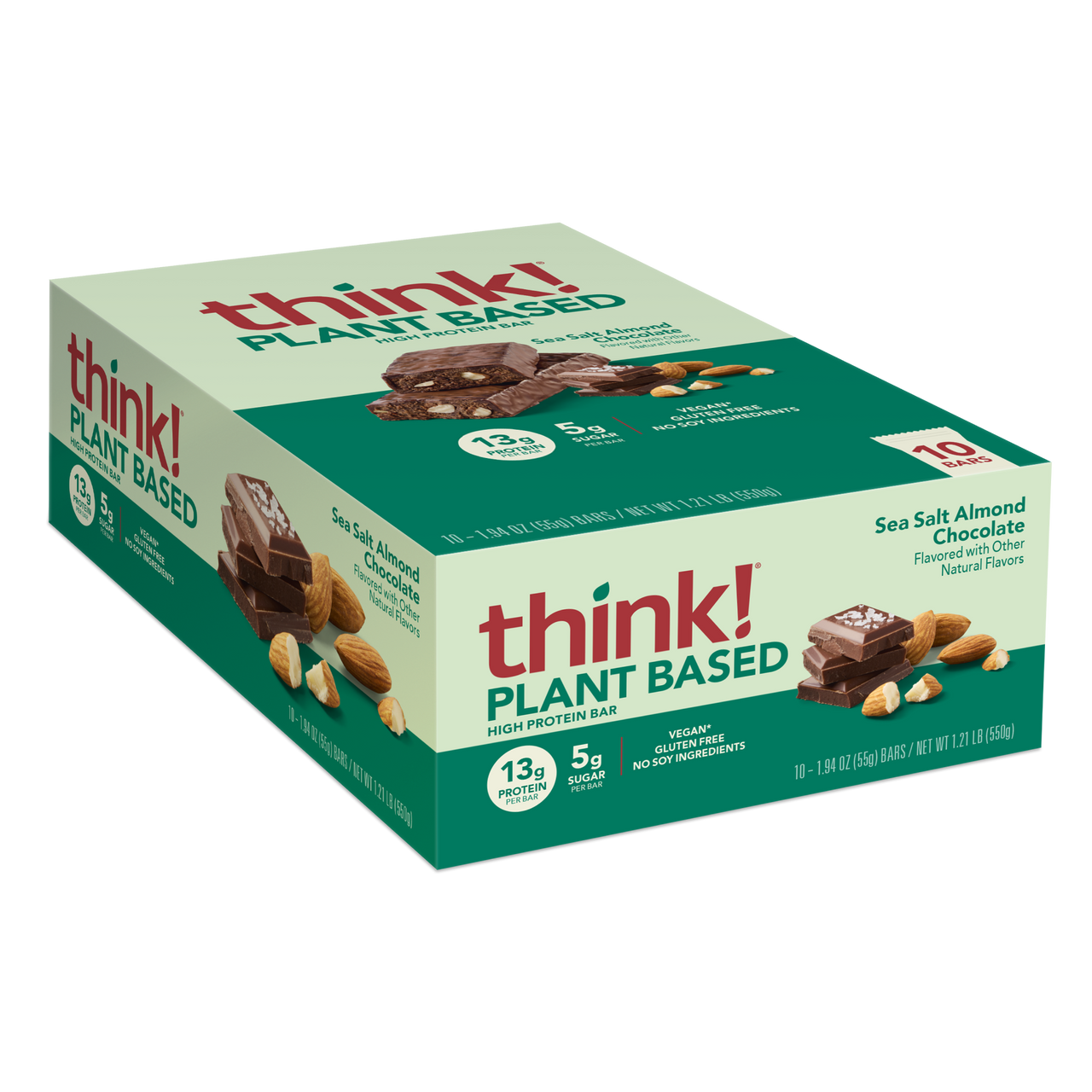 Plant-Based High Protein Bar, Sea Salt Almond Chocolate