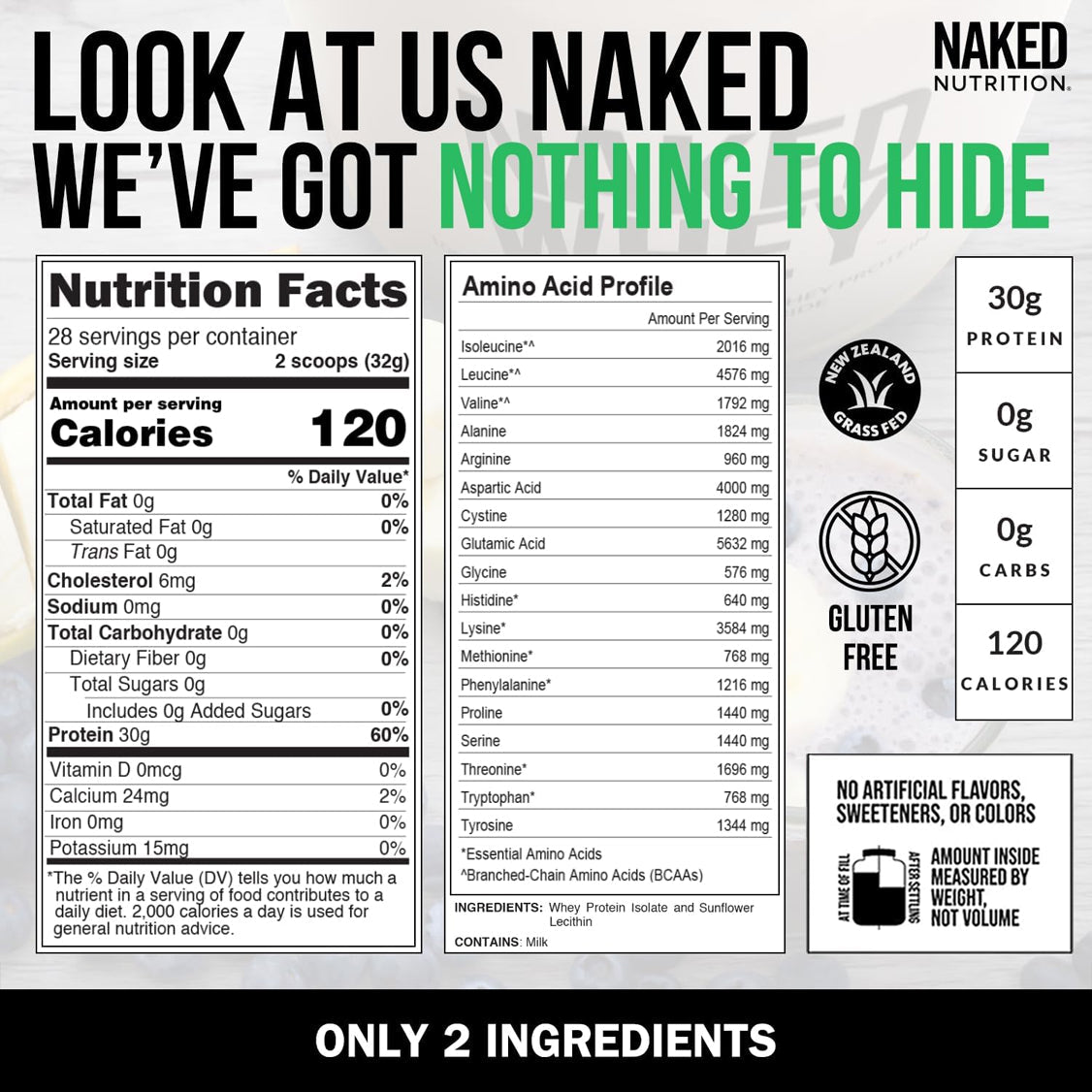 Grass Fed Whey Isolate Protein Powder | Naked Whey Isolate - 2LB