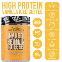 Vanilla Latte Protein Iced Coffee | Naked Protein Coffee - 17 Servings