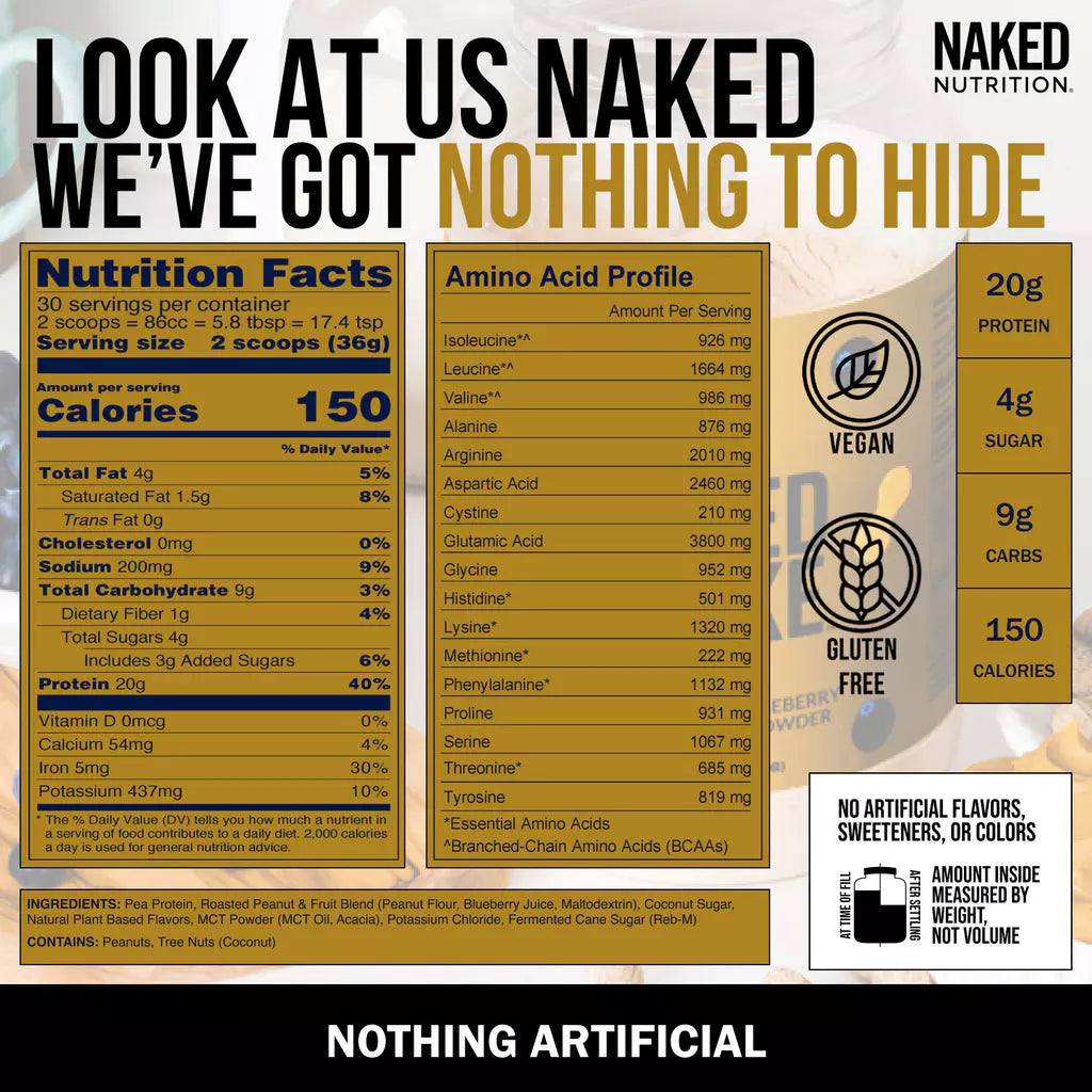PB Blueberry Vegan Protein | Naked Shake - 30 Servings