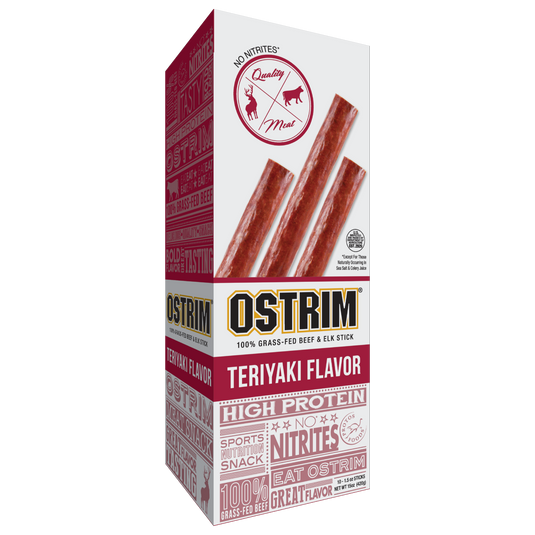 Ostrim Grass Fed Beef/Elk Snack Stick-Teriyaki 10box