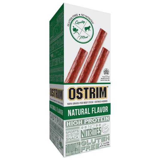 Ostrim Grass Fed Beef/Ostrich Snack Stick-Natural 10box