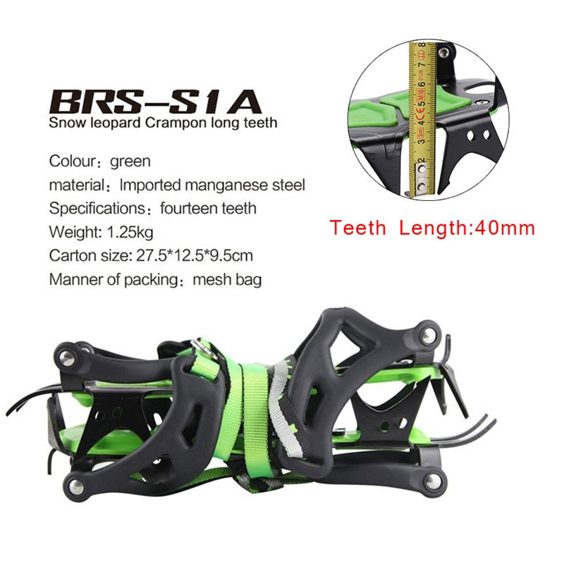 Anti-slip Ice Gripper Climbing Cleats Green BRS-S1B