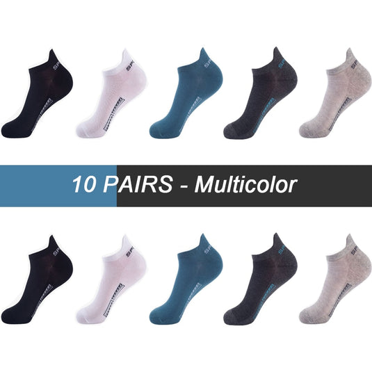 10Pairs High Quality Men Ankle Socks Breathable Cotton Sports Socks Mesh Casual Athletic Summer Thin Cut Short Sokken Size 38-48