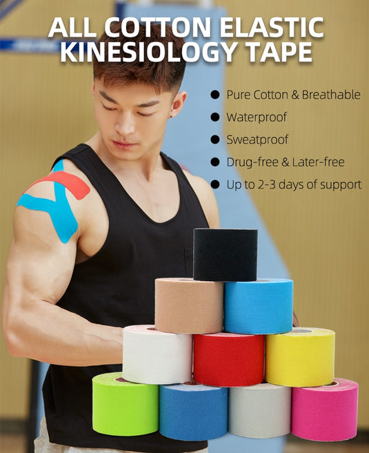 5Cm * 5M Katoen Kinesiologie Tape, Knie Pads Voor Sport Fitness, elastische Atletische Bandage Voor Spier