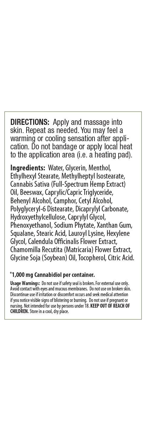 CBD Cream 1000mg: Menthol