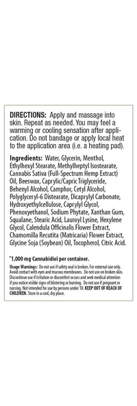 CBD Cream 1000mg: Menthol