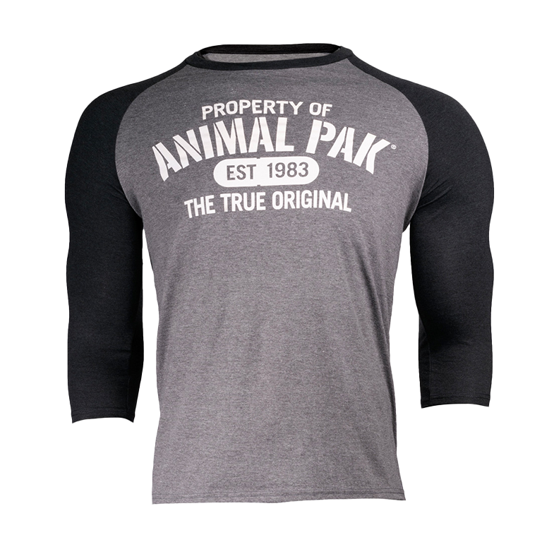 "Property of Animal Pak" Black/Grey Baseball Tee 