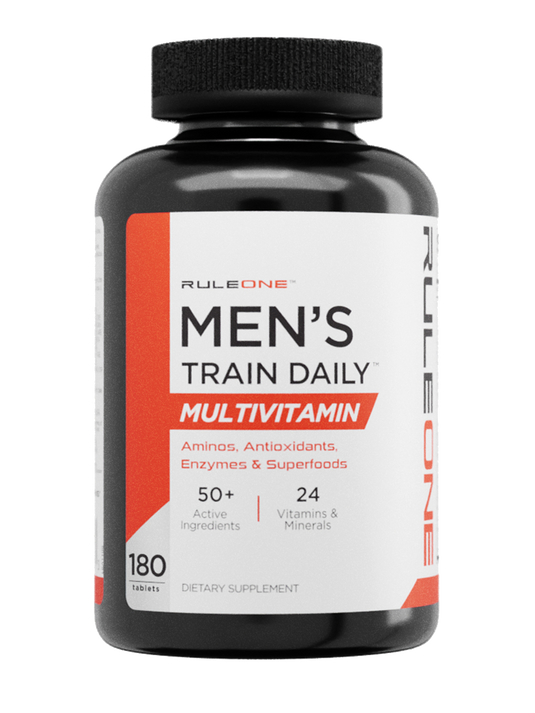R1 Men's Train Daily Multi-Vitamin 180 tablets.