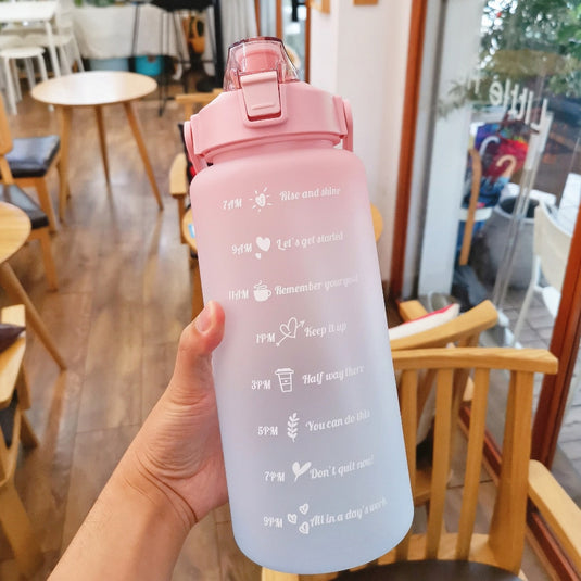 2L Large Capacity Water Bottle Straw Cup Gradient Color