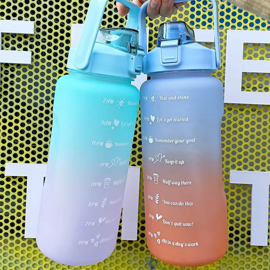 2L Large Capacity Water Bottle Straw Cup Gradient Color