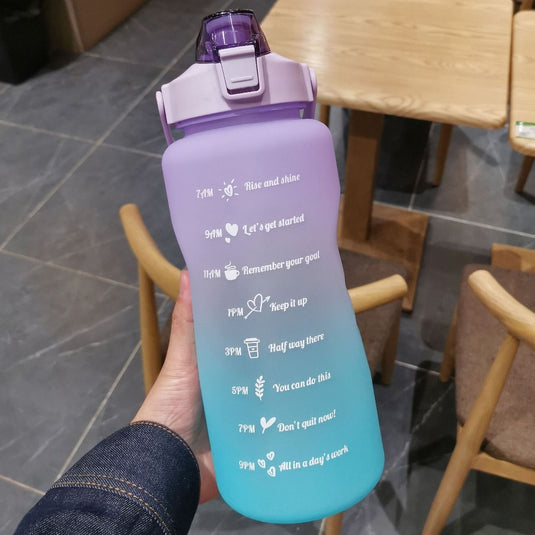 2L Large Capacity Water Bottle Straw Cup Gradient Color