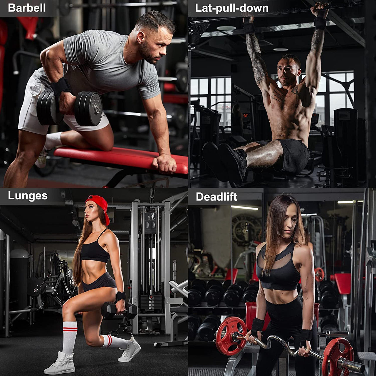 Weight Lifting Hook Grips Padded With Wrist Wraps
