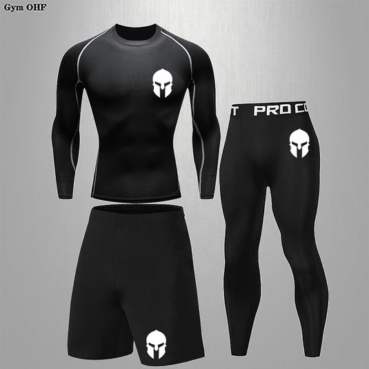 Spartan Children's Tracksuits T Shirts+Shorts Sets Sport Tights Gym Fitness Running Training Rashguard jiu jitsu Kids Sportswear