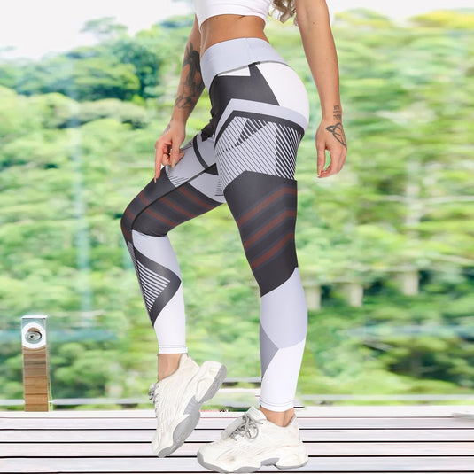 Women's Casual Slim Iridescent Reflective Material Printed Fitness Leggings