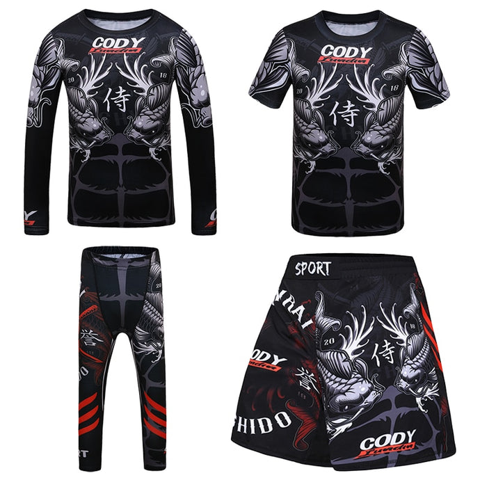 Jiu jitsu T-shirt+Pant Kids MMA Rashguard For Kid'