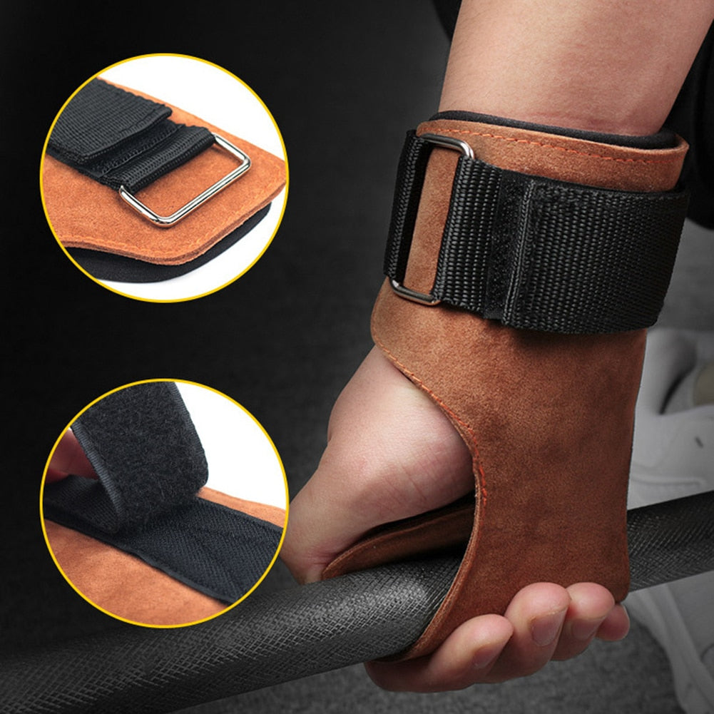 1 Pair Cowhide Gym Gloves Grips Anti-Skid Weight Power Belt Lifting Pads Deadlift Belt Workout Fitness Gloves Palm Protection