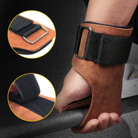 1 Pair Cowhide Gym Gloves Grips Anti-Skid Weight Power Belt Lifting Pads Deadlift Belt Workout Fitness Gloves Palm Protection