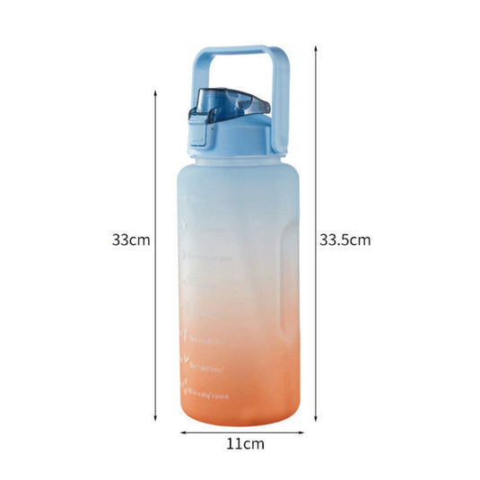 2L Large Capacity Water Bottle Straw Cup Gradient Color