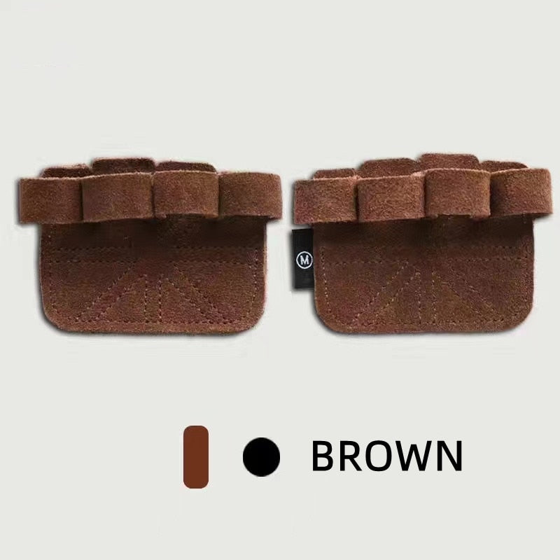 1 Pair Cowhide Leather Anti-Skid Weight Lifting Hand Guard Gloves