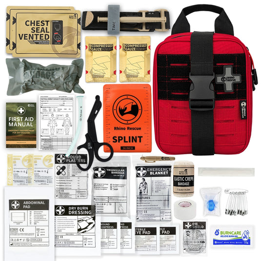 RHINO RESCUE IFAK Trauma Kit First Aid Medical Pouch Emergency  Survival Gear and Equipment with Molle Car Travel Hiking